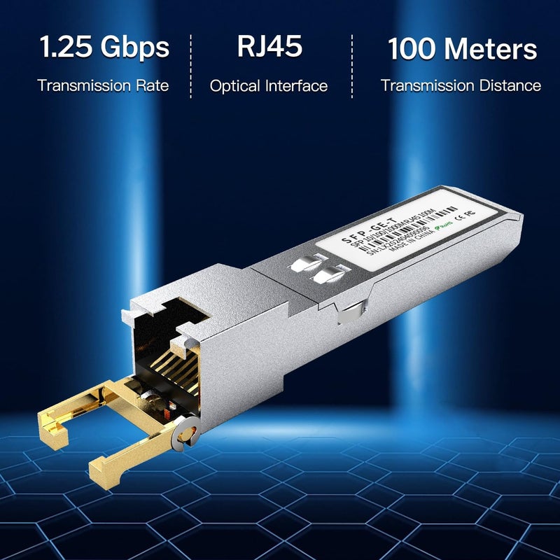 FTTPVIPS High-Performance 1000Base-T Gigabit SFP to RJ45 Copper Ethernet Transceiver - Compatible with Cisco, Meraki, Ubiquiti, D-Link, TP-Link, Supermicro, Netgear, MikroTik S-RJ01, 1.25G SFP-T, up to 100m - Image 4